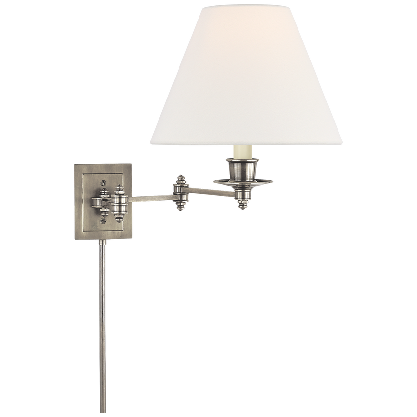Trisi Swing Arm Wall Lamp-Visual Comfort-VISUAL-S 2000AN-L-Wall LightingAntique Nickel with Linen Shade-1-France and Son