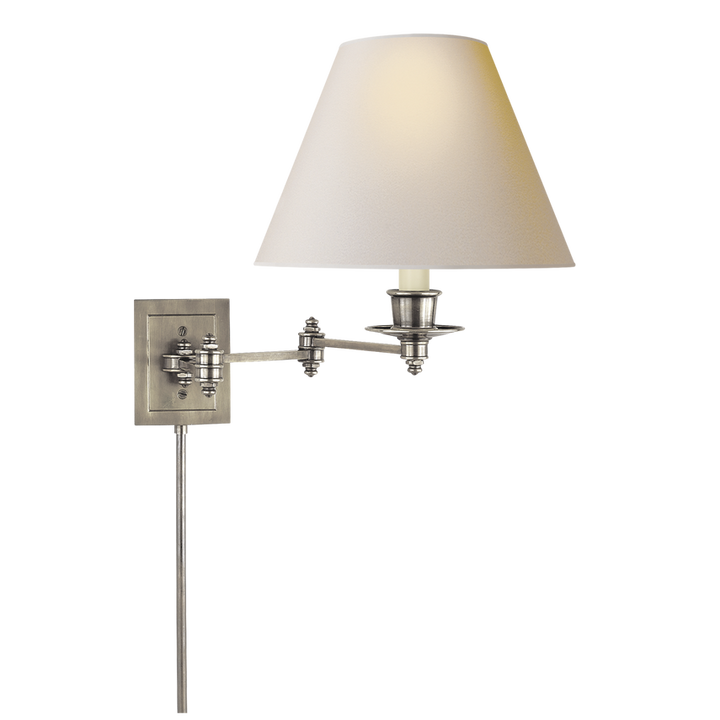 Trisi Swing Arm Wall Lamp-Visual Comfort-VISUAL-S 2000AN-NP-Wall LightingAntique Nickel with Natural Paper Shade-2-France and Son