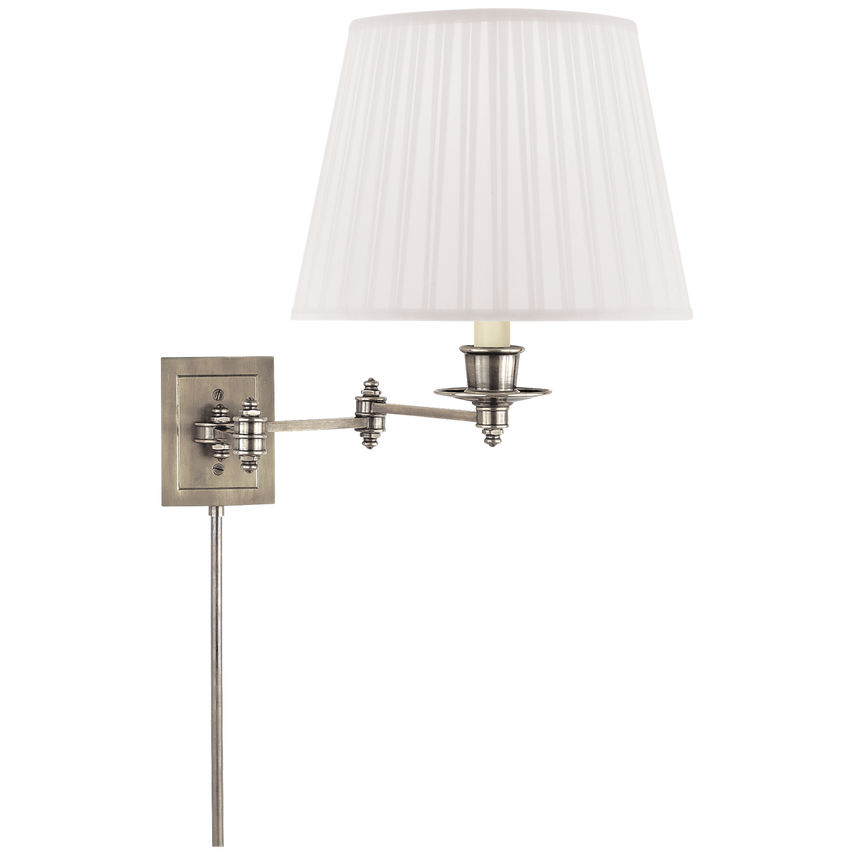 Trisi Swing Arm Wall Lamp-Visual Comfort-VISUAL-S 2000AN-S-Wall LightingAntique Nickel with Silk Shade-3-France and Son