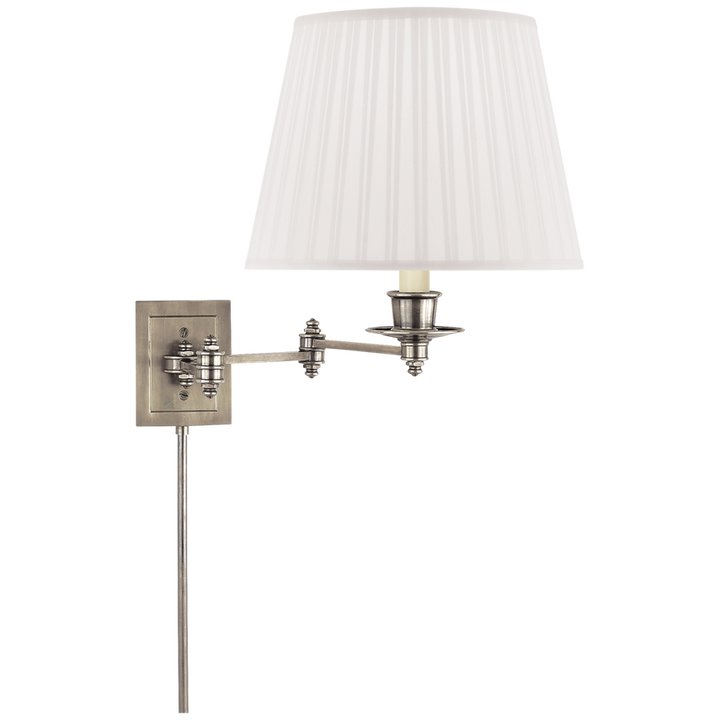 Trisi Swing Arm Wall Lamp-Visual Comfort-VISUAL-S 2000AN-S-Wall LightingAntique Nickel with Silk Shade-3-France and Son