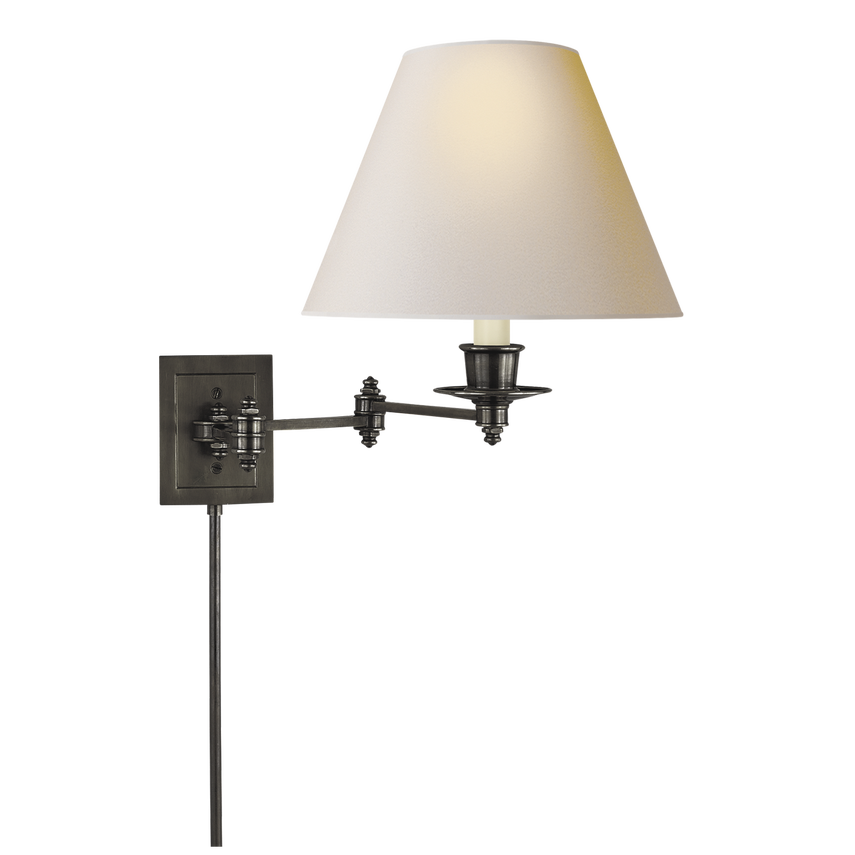 Trisi Swing Arm Wall Lamp-Visual Comfort-VISUAL-S 2000BZ-NP-Wall LightingBronze with Natural Paper Shade-5-France and Son