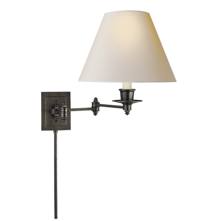 Trisi Swing Arm Wall Lamp-Visual Comfort-VISUAL-S 2000BZ-NP-Wall LightingBronze with Natural Paper Shade-5-France and Son