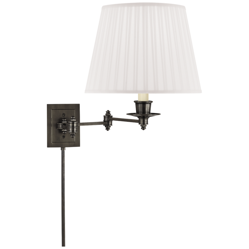 Trisi Swing Arm Wall Lamp-Visual Comfort-VISUAL-S 2000BZ-S-Wall LightingBronze with Silk Shade-6-France and Son