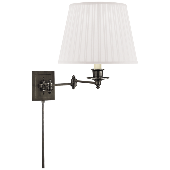 Trisi Swing Arm Wall Lamp-Visual Comfort-VISUAL-S 2000BZ-S-Wall LightingBronze with Silk Shade-6-France and Son