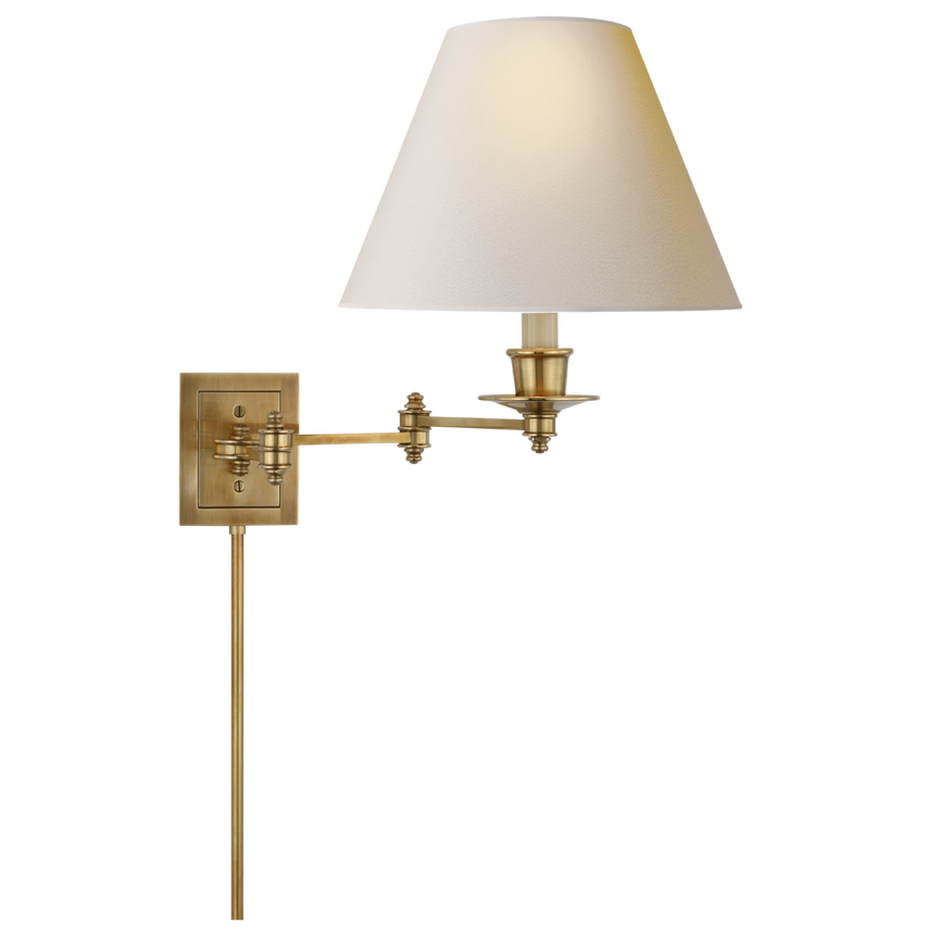 Trisi Swing Arm Wall Lamp-Visual Comfort-VISUAL-S 2000HAB-NP-Wall LightingHand-Rubbed Antique Brass with Natural Paper Shade-8-France and Son