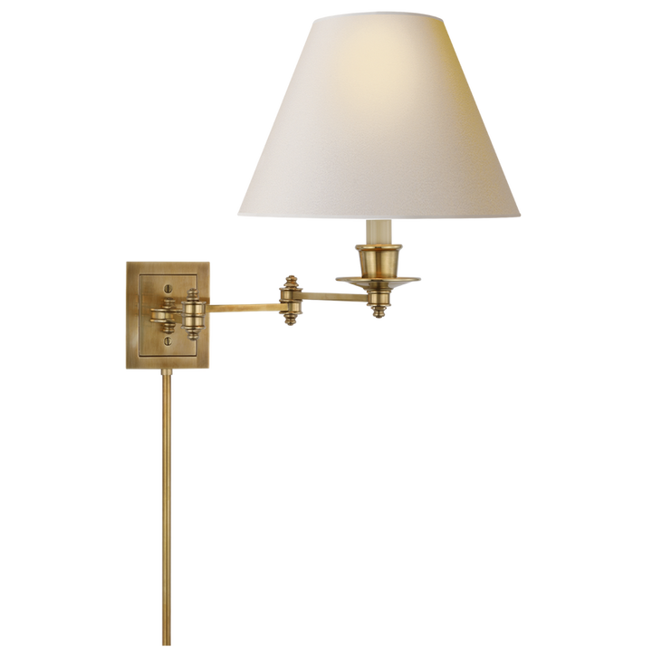 Trisi Swing Arm Wall Lamp-Visual Comfort-VISUAL-S 2000HAB-NP-Wall LightingHand-Rubbed Antique Brass with Natural Paper Shade-8-France and Son