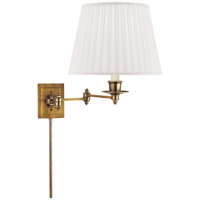 Trisi Swing Arm Wall Lamp-Visual Comfort-VISUAL-S 2000HAB-S-Wall LightingHand-Rubbed Antique Brass with Silk Shade-9-France and Son