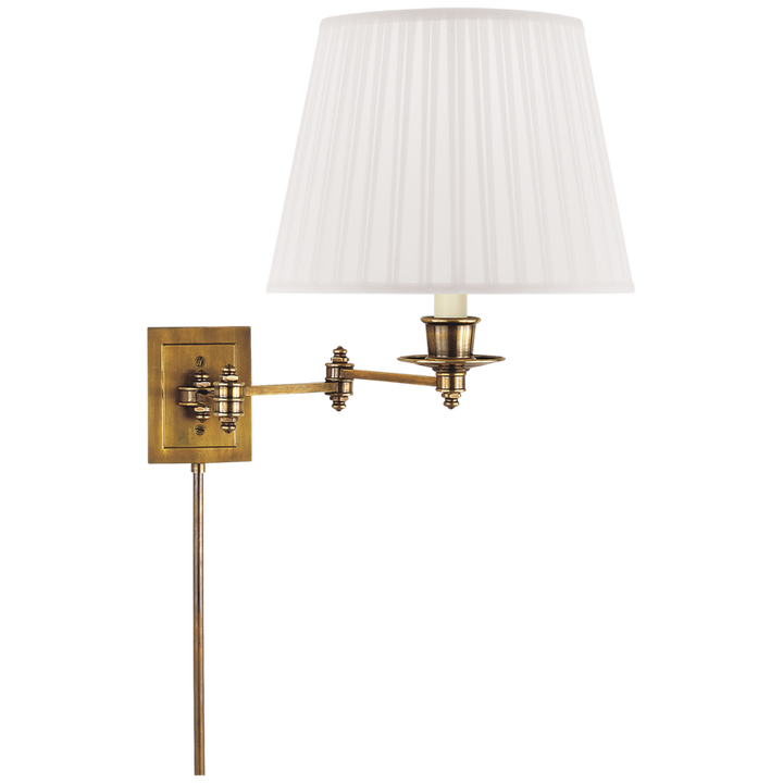 Trisi Swing Arm Wall Lamp-Visual Comfort-VISUAL-S 2000HAB-S-Wall LightingHand-Rubbed Antique Brass with Silk Shade-9-France and Son