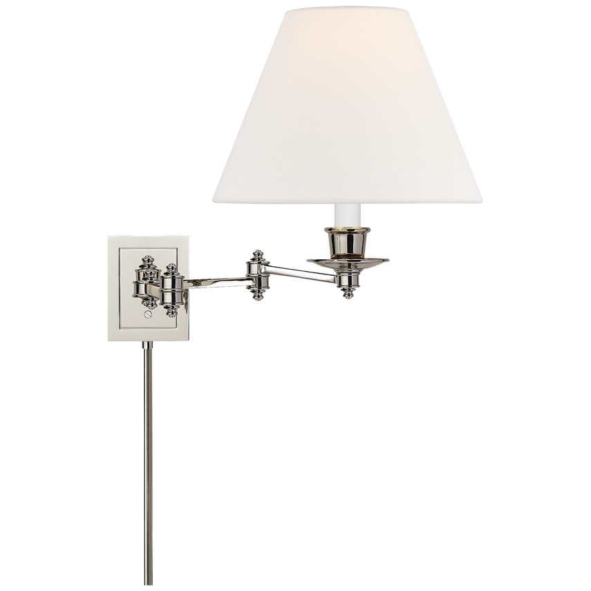 Trisi Swing Arm Wall Lamp-Visual Comfort-VISUAL-S 2000PN-L-Wall LightingPolished Nickel with Linen Shade-10-France and Son