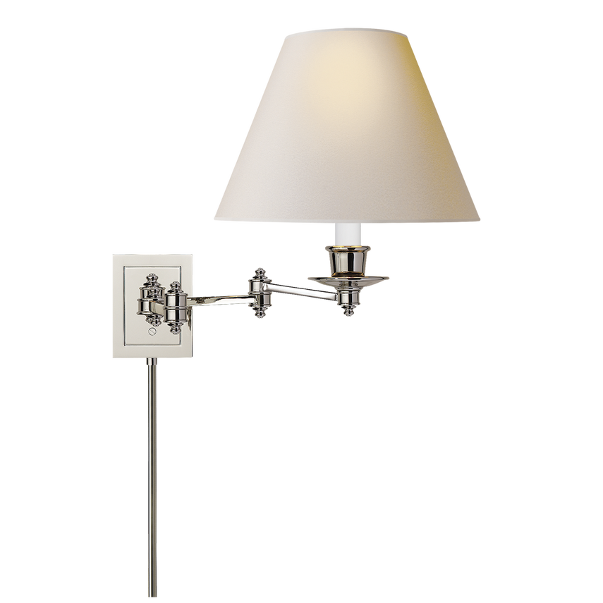 Trisi Swing Arm Wall Lamp-Visual Comfort-VISUAL-S 2000PN-NP-Wall LightingPolished Nickel with Natural Paper Shade-11-France and Son