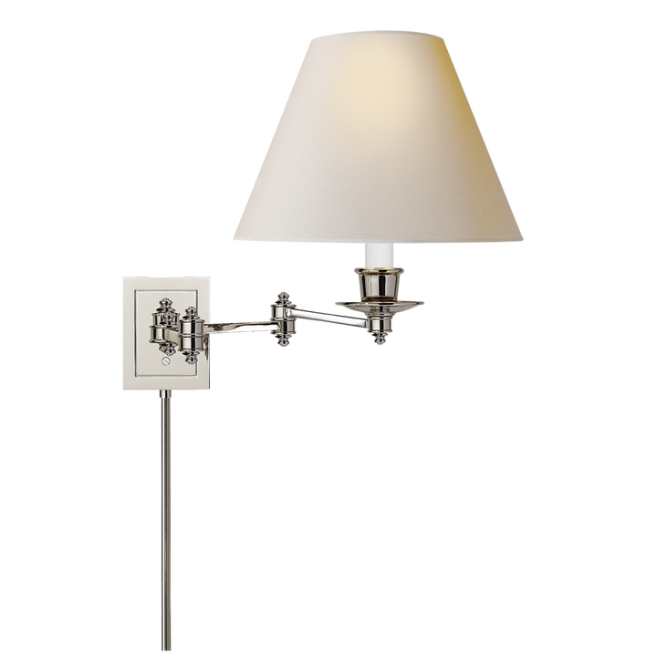 Trisi Swing Arm Wall Lamp-Visual Comfort-VISUAL-S 2000PN-NP-Wall LightingPolished Nickel with Natural Paper Shade-11-France and Son