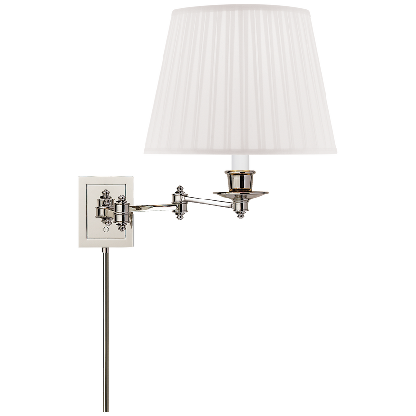 Trisi Swing Arm Wall Lamp-Visual Comfort-VISUAL-S 2000PN-S-Wall LightingPolished Nickel with Silk Shade-12-France and Son