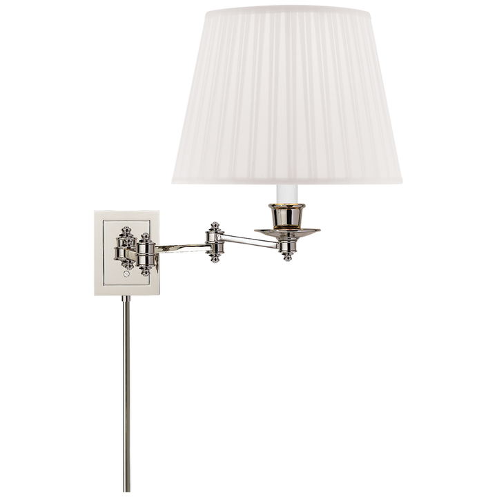 Trisi Swing Arm Wall Lamp-Visual Comfort-VISUAL-S 2000PN-S-Wall LightingPolished Nickel with Silk Shade-12-France and Son