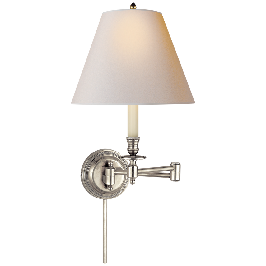 Cannady Swing Arm-Visual Comfort-VISUAL-S 2010AN-NP-Wall LightingAntique Nickel-Natural Paper Shade-2-France and Son