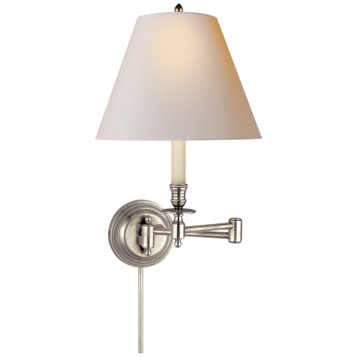 Cannady Swing Arm-Visual Comfort-VISUAL-S 2010AN-NP-Wall LightingAntique Nickel-Natural Paper Shade-2-France and Son