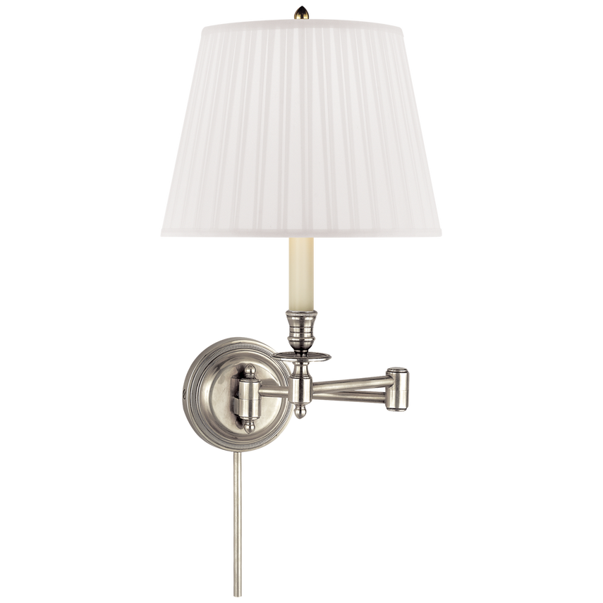 Cannady Swing Arm-Visual Comfort-VISUAL-S 2010AN-S-Wall LightingAntique Nickel-Silk Shade-3-France and Son