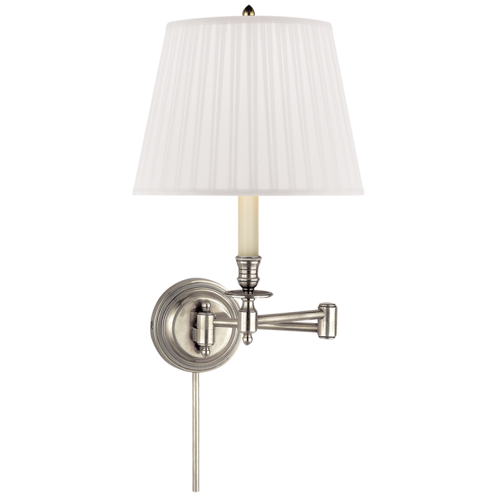 Cannady Swing Arm-Visual Comfort-VISUAL-S 2010AN-S-Wall LightingAntique Nickel-Silk Shade-3-France and Son