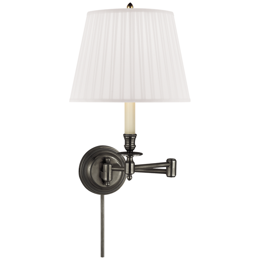 Cannady Swing Arm-Visual Comfort-VISUAL-S 2010BZ-S-Wall LightingBronze-Silk Shade-6-France and Son