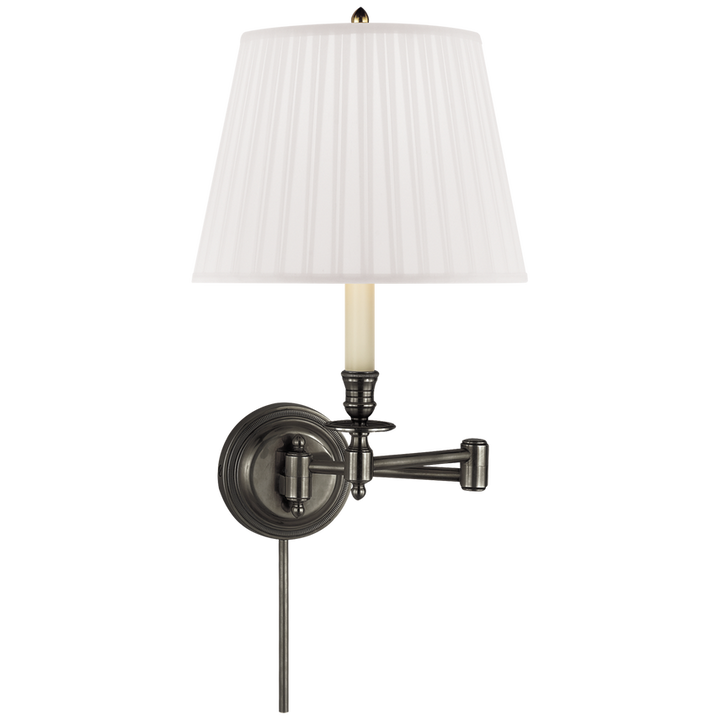 Cannady Swing Arm-Visual Comfort-VISUAL-S 2010BZ-S-Wall LightingBronze-Silk Shade-6-France and Son