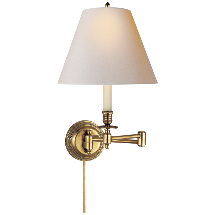 Cannady Swing Arm-Visual Comfort-VISUAL-S 2010HAB-NP-Wall LightingHand-Rubbed Antique Brass-Natural Paper Shade-8-France and Son