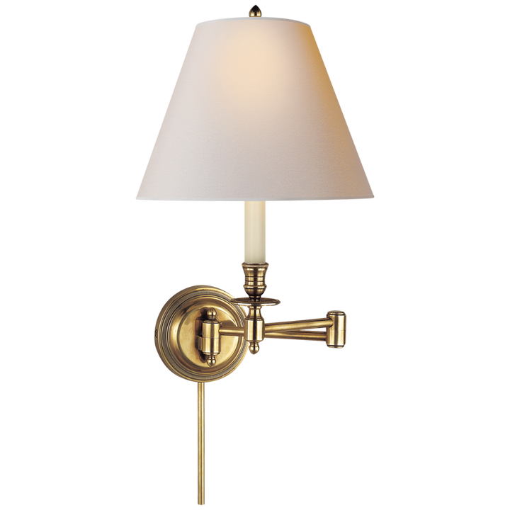 Cannady Swing Arm-Visual Comfort-VISUAL-S 2010HAB-NP-Wall LightingHand-Rubbed Antique Brass-Natural Paper Shade-8-France and Son