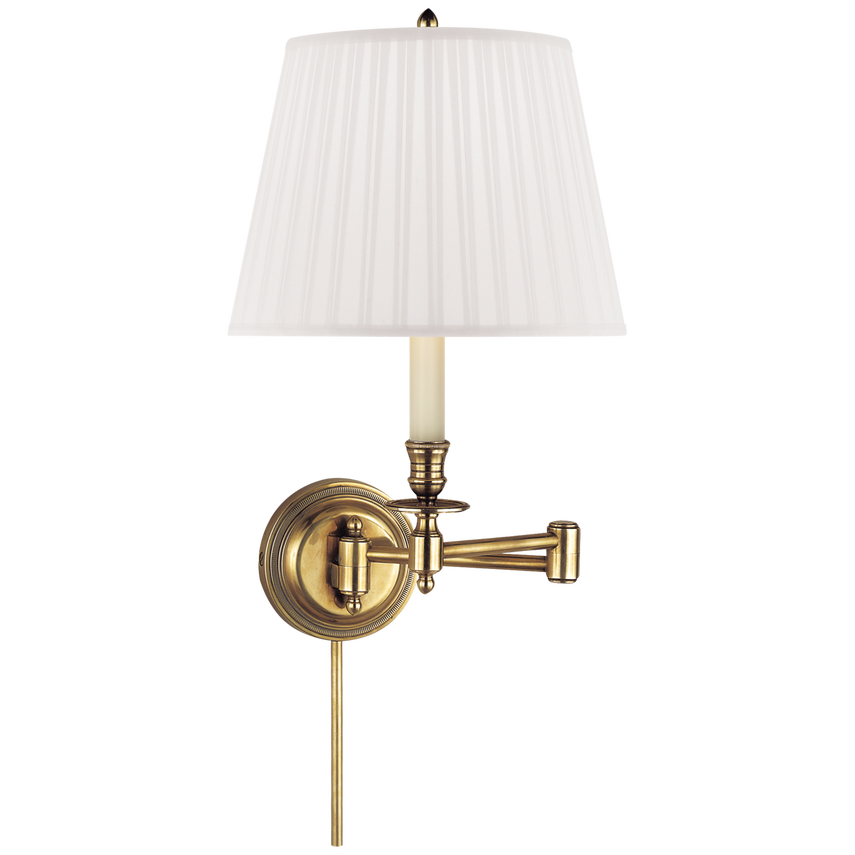 Cannady Swing Arm-Visual Comfort-VISUAL-S 2010HAB-S-Wall LightingHand-Rubbed Antique Brass-Silk Shade-9-France and Son