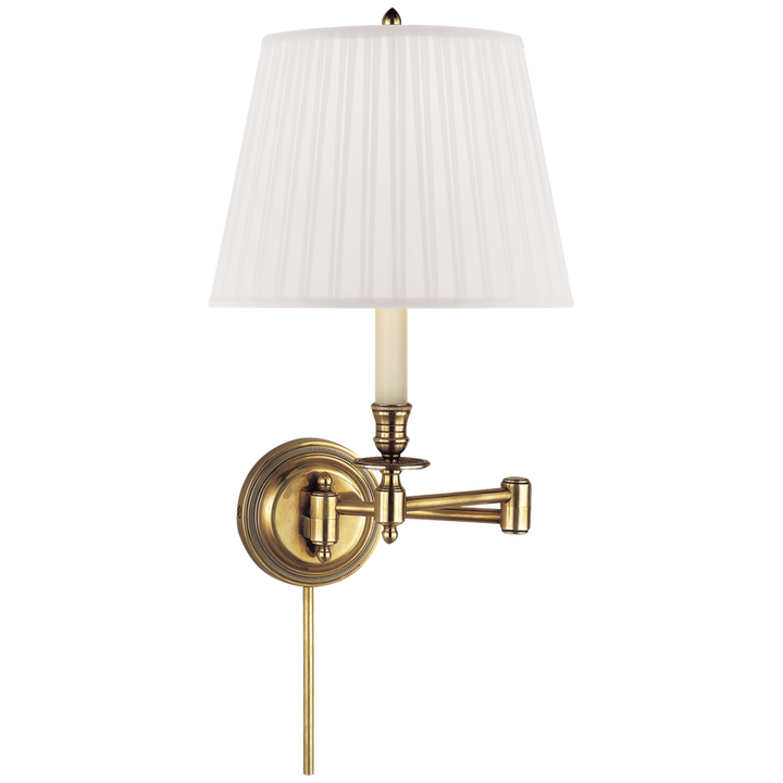 Cannady Swing Arm-Visual Comfort-VISUAL-S 2010HAB-S-Wall LightingHand-Rubbed Antique Brass-Silk Shade-9-France and Son