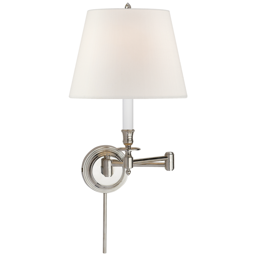 Cannady Swing Arm-Visual Comfort-VISUAL-S 2010PN-L-Wall LightingPolished Nickel-Linen Shade-10-France and Son