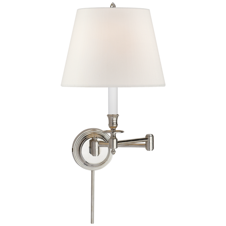 Cannady Swing Arm-Visual Comfort-VISUAL-S 2010PN-L-Wall LightingPolished Nickel-Linen Shade-10-France and Son