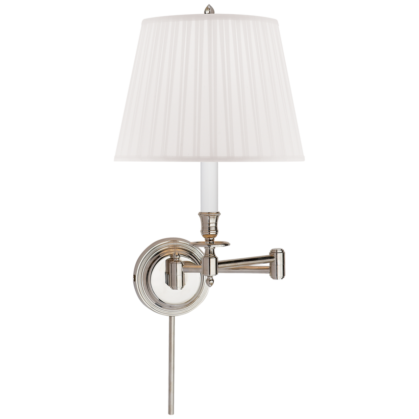 Cannady Swing Arm-Visual Comfort-VISUAL-S 2010PN-S-Wall LightingPolished Nickel-Silk Shade-12-France and Son