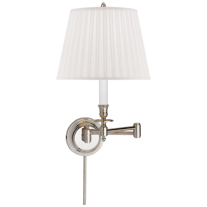 Cannady Swing Arm-Visual Comfort-VISUAL-S 2010PN-S-Wall LightingPolished Nickel-Silk Shade-12-France and Son