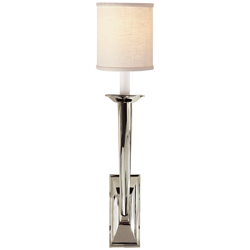 Frenchy Deco Horn Sconce-Visual Comfort-VISUAL-S 2020PN-L-Wall LightingPolished Nickel-Linen Shade-4-France and Son