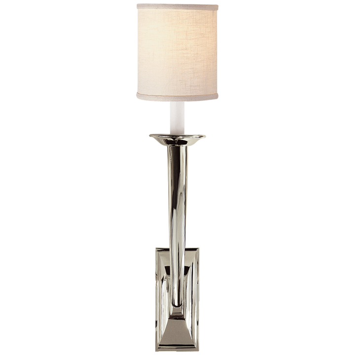 Frenchy Deco Horn Sconce-Visual Comfort-VISUAL-S 2020PN-L-Wall LightingPolished Nickel-Linen Shade-4-France and Son