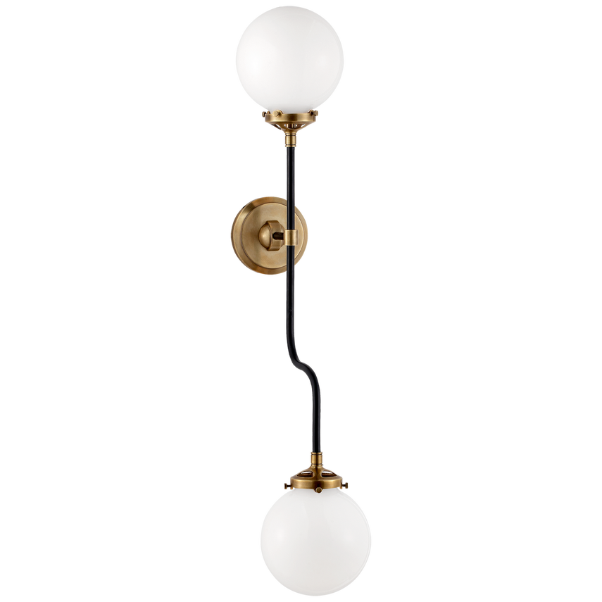 Bijou Double Wall Sconce-Visual Comfort-VISUAL-S 2022HAB-WG-Wall LightingHand-Rubbed Antique Brass-1-France and Son