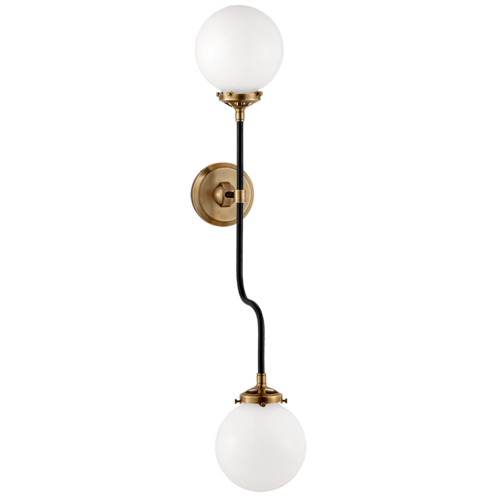 Bijou Double Wall Sconce-Visual Comfort-VISUAL-S 2022HAB-WG-Wall LightingHand-Rubbed Antique Brass-1-France and Son