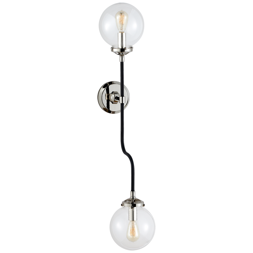 Bijou Double Wall Sconce-Visual Comfort-VISUAL-S 2022PN-CG-Wall LightingPolished Nickel-2-France and Son