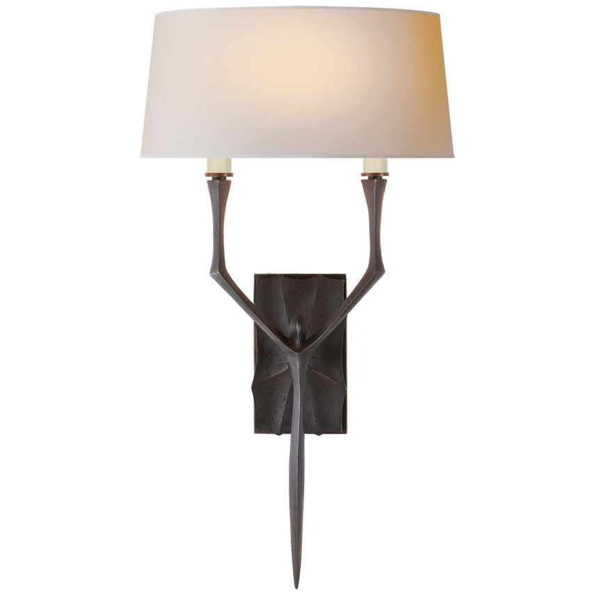Brista Large Sconce-Visual Comfort-VISUAL-S 2121AI-NP-Wall LightingAged Iron/Natural Paper Shade-2-France and Son