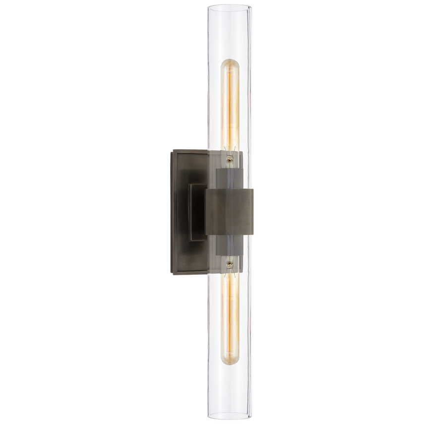 Pretty Petite Double Sconce-Visual Comfort-VISUAL-S 2164BZ-CG-Wall LightingBronze with Clear Glass-1-France and Son
