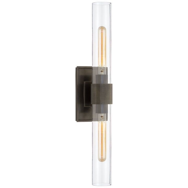 Pretty Petite Double Sconce-Visual Comfort-VISUAL-S 2164BZ-CG-Wall LightingBronze with Clear Glass-1-France and Son