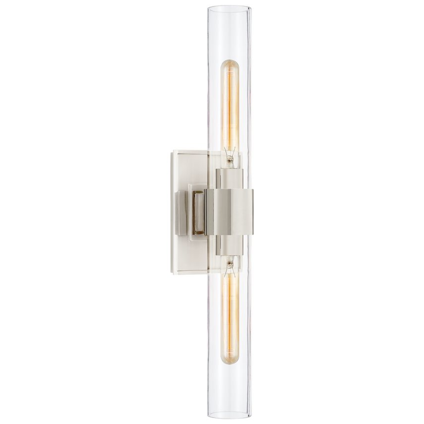 Pretty Petite Double Sconce-Visual Comfort-VISUAL-S 2164PN-CG-Wall LightingPolished Nickel with Clear Glass-6-France and Son