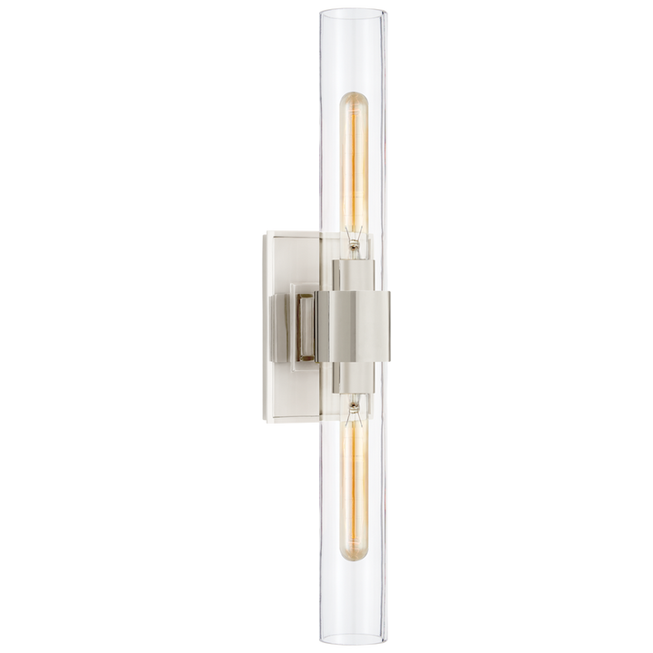 Pretty Petite Double Sconce-Visual Comfort-VISUAL-S 2164PN-CG-Wall LightingPolished Nickel with Clear Glass-6-France and Son