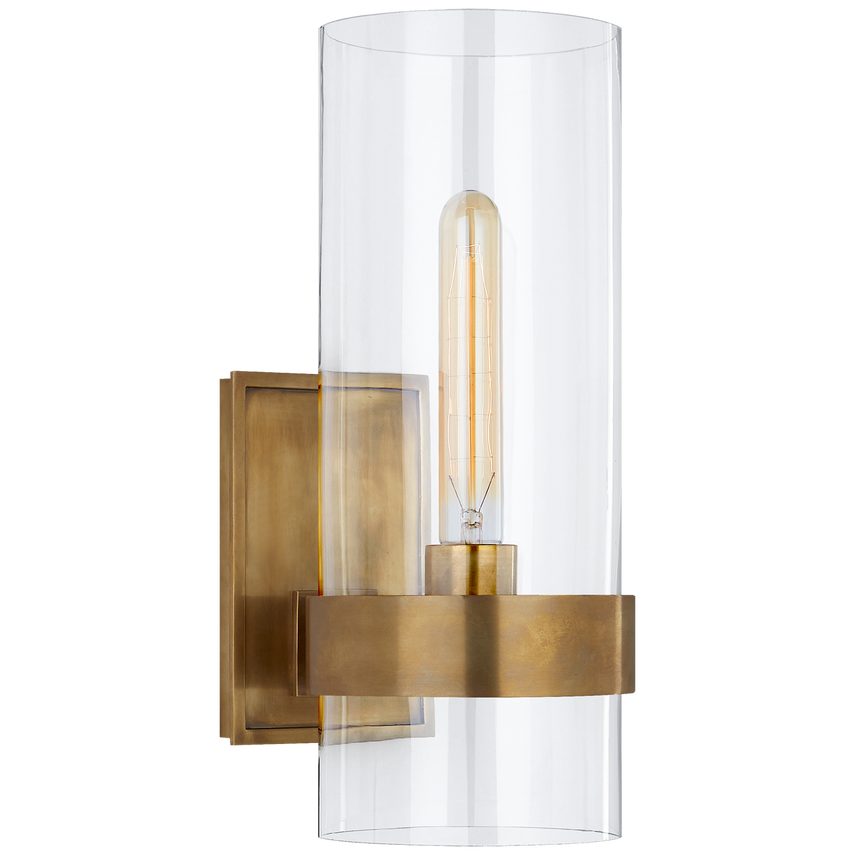 Pregone Small Sconce-Visual Comfort-VISUAL-S 2166HAB-CG-Wall ArtHand-Rubbed Antique Brass/Clear Glass-2-France and Son