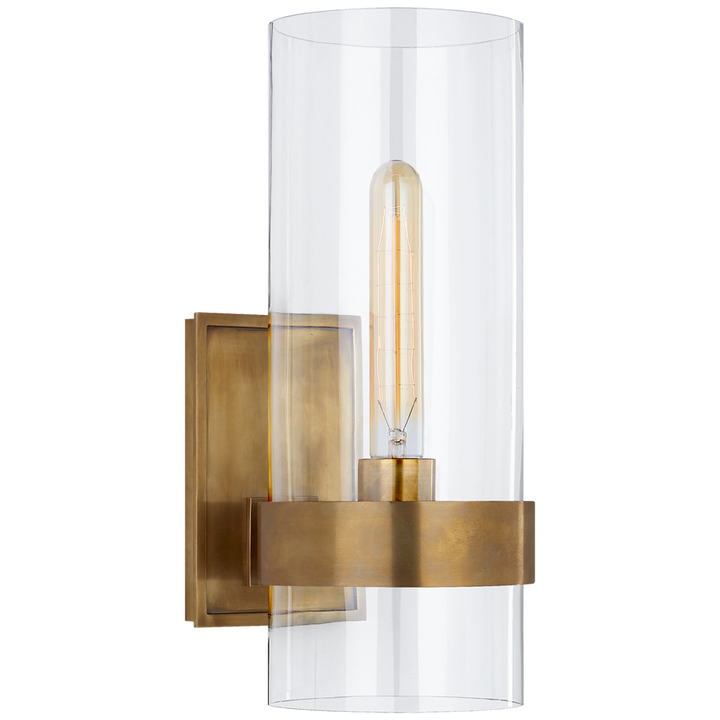 Pregone Small Sconce-Visual Comfort-VISUAL-S 2166HAB-CG-Wall ArtHand-Rubbed Antique Brass/Clear Glass-2-France and Son