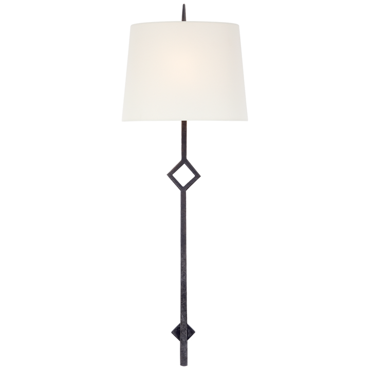 Cranstie Large Sconce-Visual Comfort-VISUAL-S 2408AI-L-Wall LightingAged Iron/Linen Shade-1-France and Son