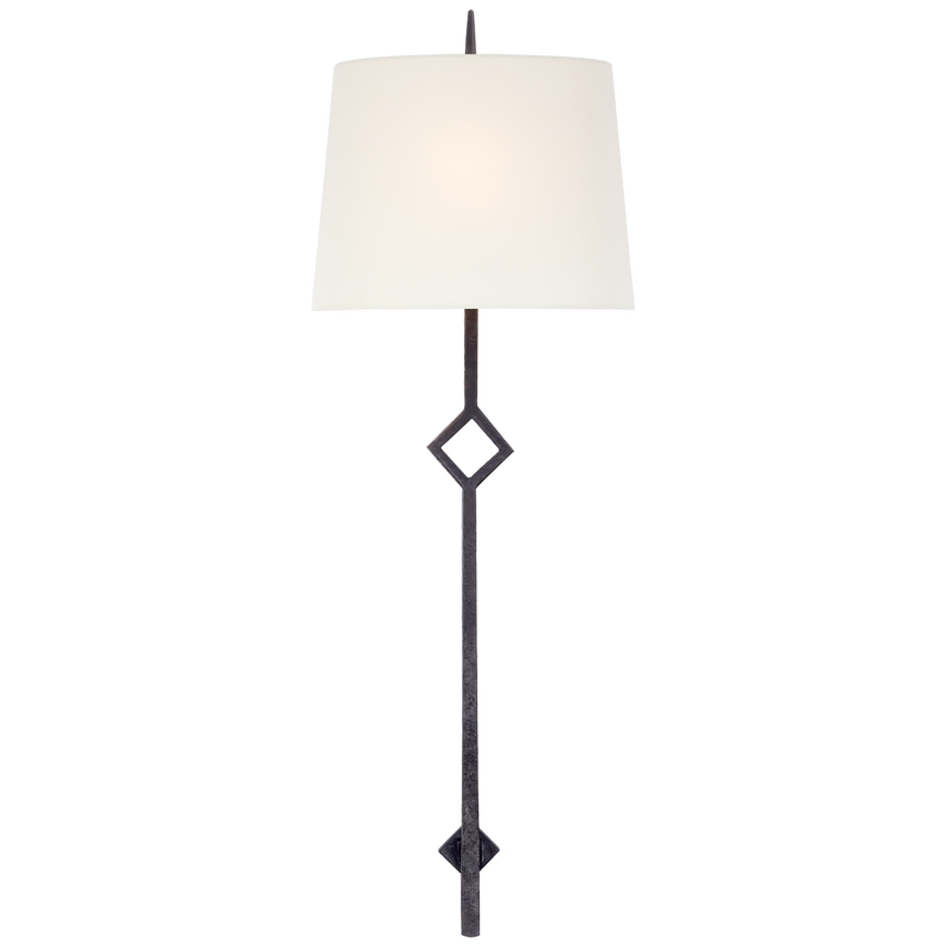Cranstie Large Sconce-Visual Comfort-VISUAL-S 2408AI-L-Wall LightingAged Iron/Linen Shade-1-France and Son