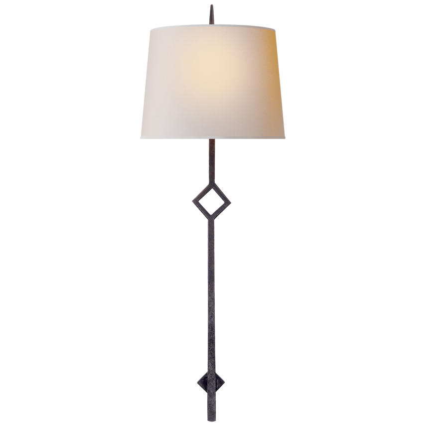 Cranstie Large Sconce-Visual Comfort-VISUAL-S 2408AI-NP-Wall LightingAged Iron/Natural Paper Shade-2-France and Son