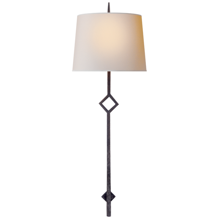 Cranstie Large Sconce-Visual Comfort-VISUAL-S 2408AI-NP-Wall LightingAged Iron/Natural Paper Shade-2-France and Son