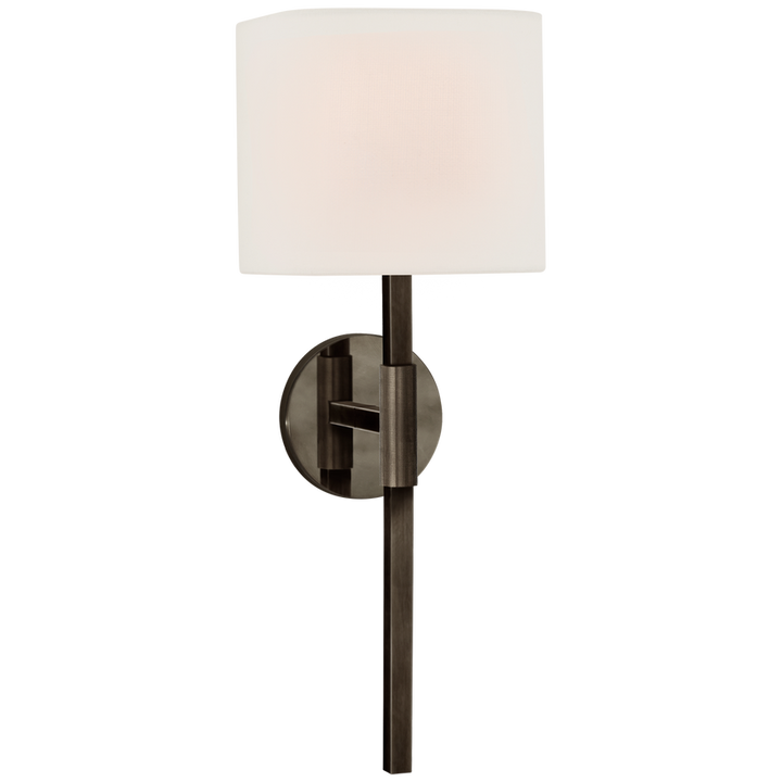 Audine Medium Tail Sconce-Visual Comfort-VISUAL-S 2435BZ-L-Wall LightingBronze/Linen Shade-1-France and Son