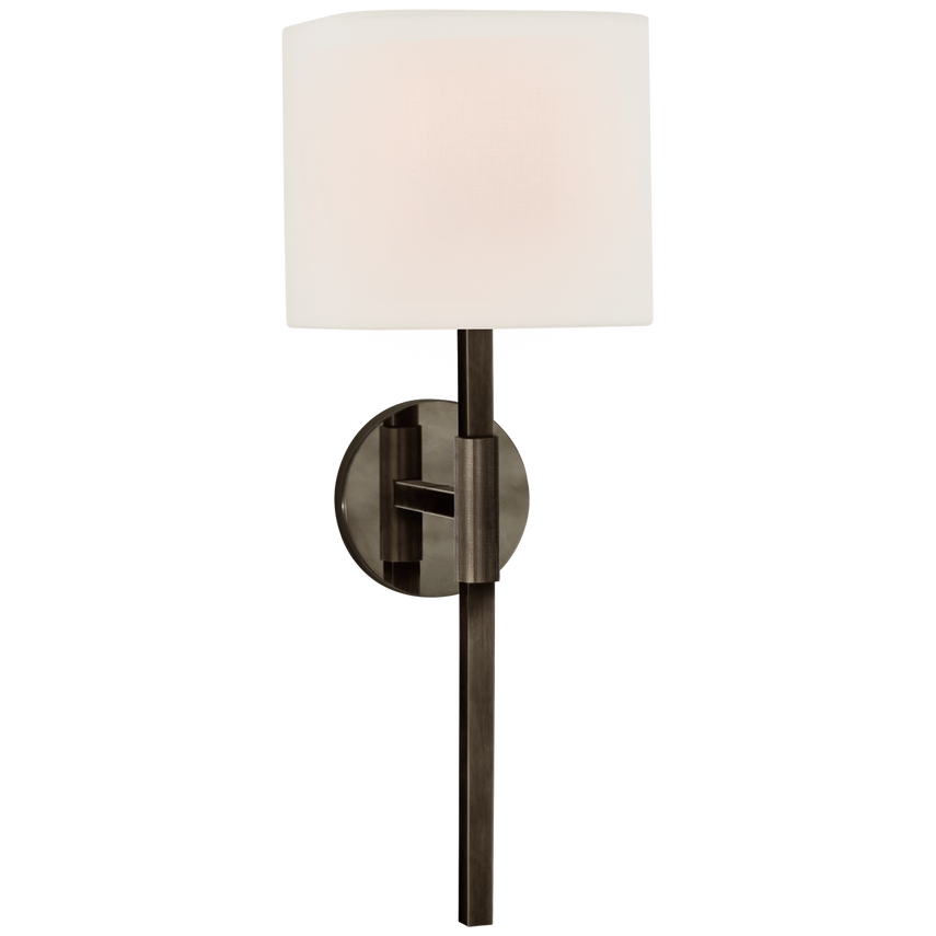 Audine Medium Tail Sconce-Visual Comfort-VISUAL-S 2435BZ-L-Wall LightingBronze/Linen Shade-1-France and Son