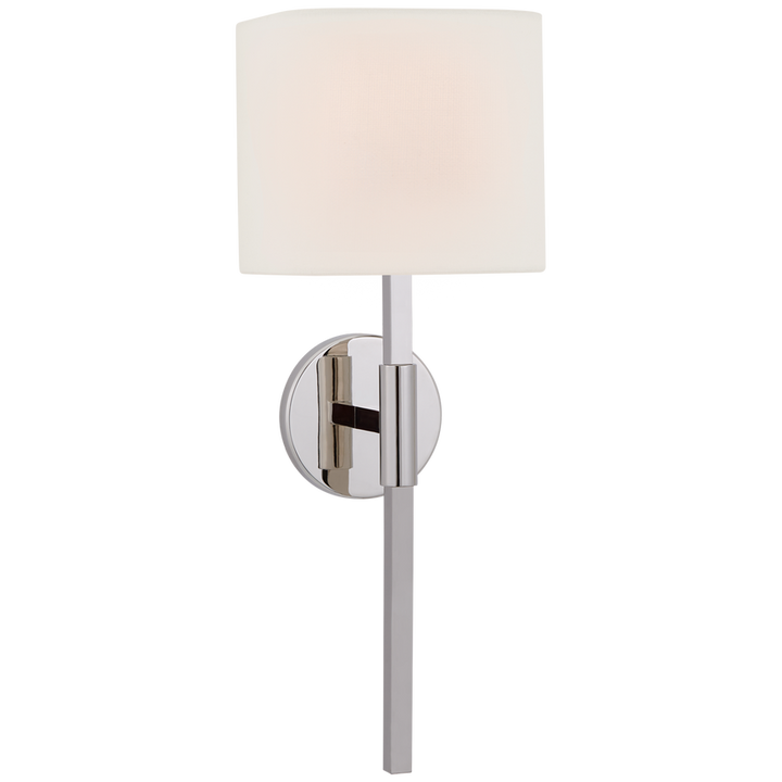 Audine Medium Tail Sconce-Visual Comfort-VISUAL-S 2435PN-L-Wall LightingPolished Nickel/Linen Shade-3-France and Son